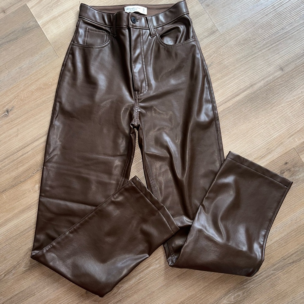 Brown Faux Leather Pants